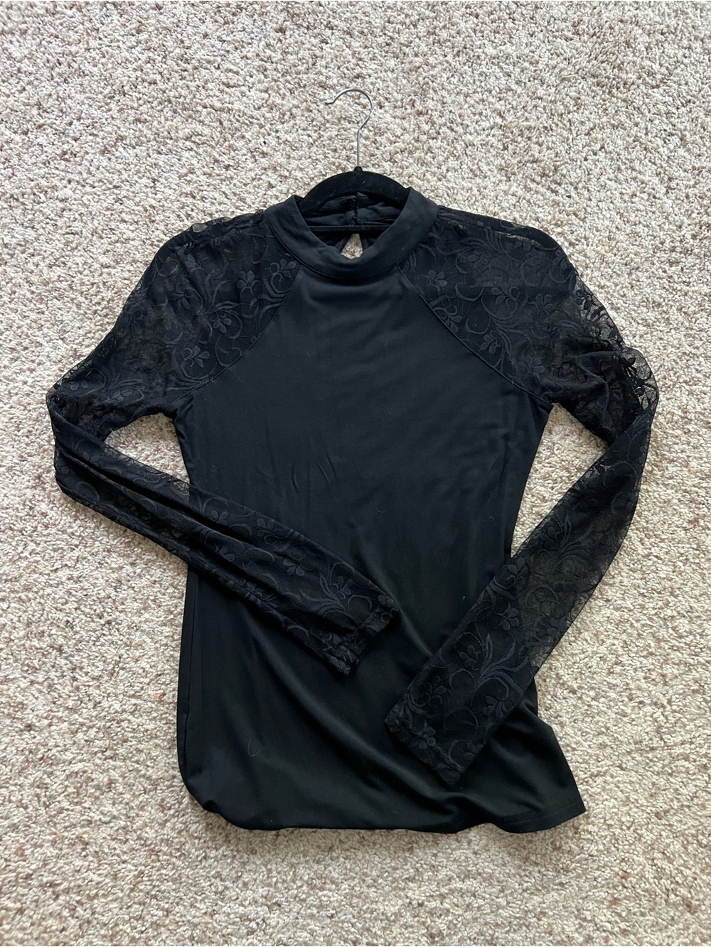 Missguided+ Black Mock Neck Top with Lace Long Sleeves